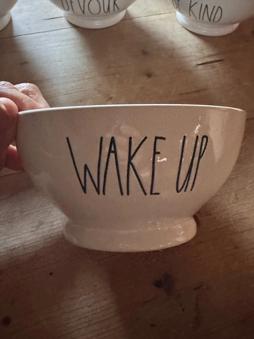 Rae Dunn White Ceramic Cereals Bowls Set with Black Lettering